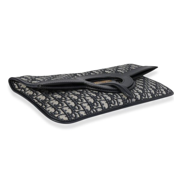 Dior Blue Oblique Jacquard Fold Over Clutch - Picture 6 of 7